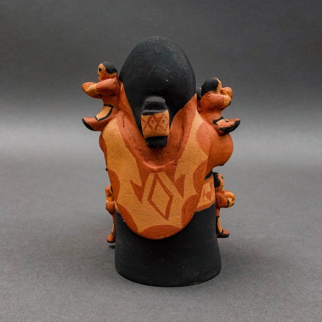 Mid 20th Century Mid 20th Century Jemez Pueblo MSJ Signed Vintage Storyteller 10 Children Pottery Sculpture Figure For Sale - Image 5 of 8