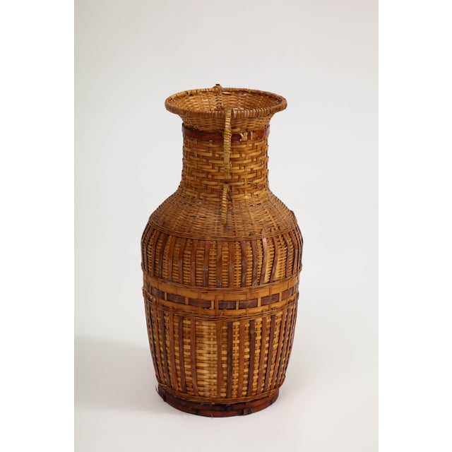 Mid 20th Century Vintage Tall Woven Wicker Basket For Sale - Image 5 of 12