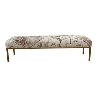 Custom Made Iron Cocktail Ottoman With Vintage Wool Turkish Rug For Sale