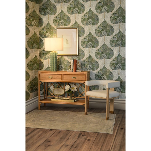 Matthew Izzo Home Gideon Natural Rattan Two Drawer Console For Sale In New York - Image 6 of 10