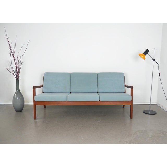 Three-seater sofa by designer Ole Wanscher for the Danish furniture manufacturer France & Son from the 1960s. The sofa's...