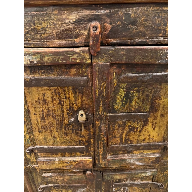 Army Green 19th Century Indian Grain Storage Cabinet For Sale - Image 8 of 10