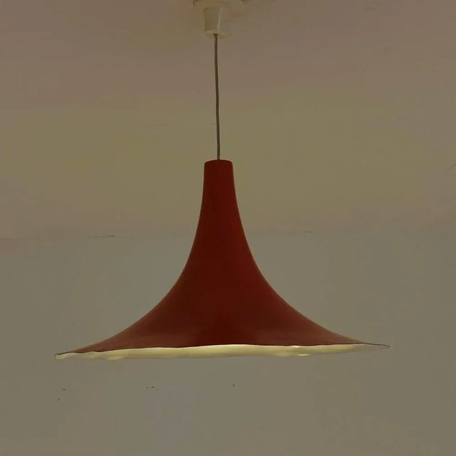 Mid-Century Danish Red Semi Pendant Light, 1960s For Sale - Image 10 of 11