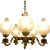 Vintage Empire Victorian French 5-Arm Brass Lion Head Chandelier with Etched Globes and Crystal Glass, 1950s For Sale - Image 4 of 17