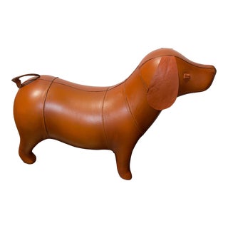 1970s Abercrombie Leather Dog Footstool Omersa For Sale