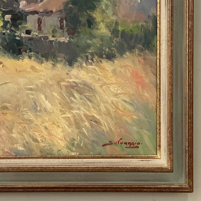 Framed Oil Painting on Canvas by Jose Salvaggio (1953-) 'Village on the Saulx River, Meuse' For Sale - Image 9 of 16