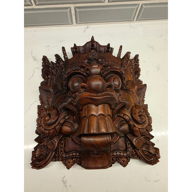 Signed Mid-Century Balinese Macassar Ebony Boma Guardian Mask by Ida Bagus Nyoman Subrata For Sale In Phoenix - Image 6 of 12