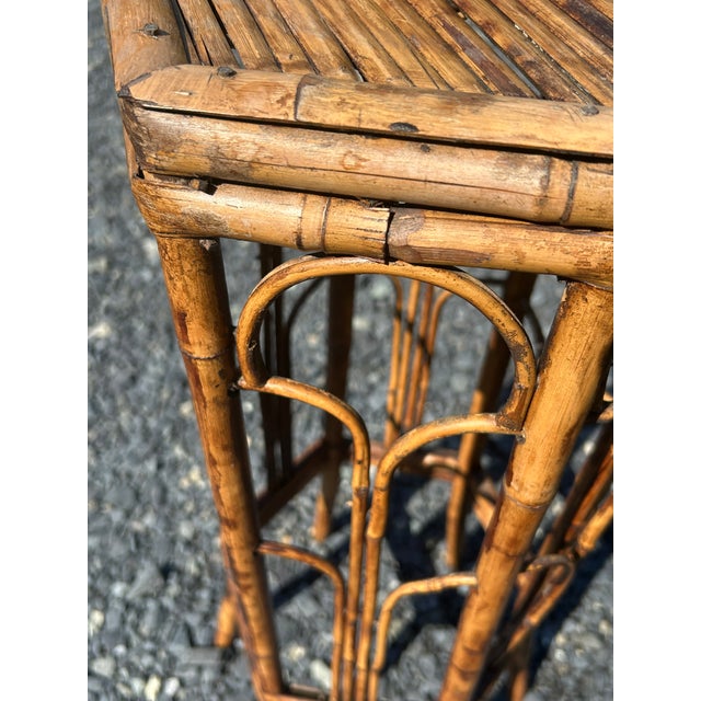 Wood Vintage Bamboo and Rattan 6 Sided End Table or Stand For Sale - Image 7 of 12