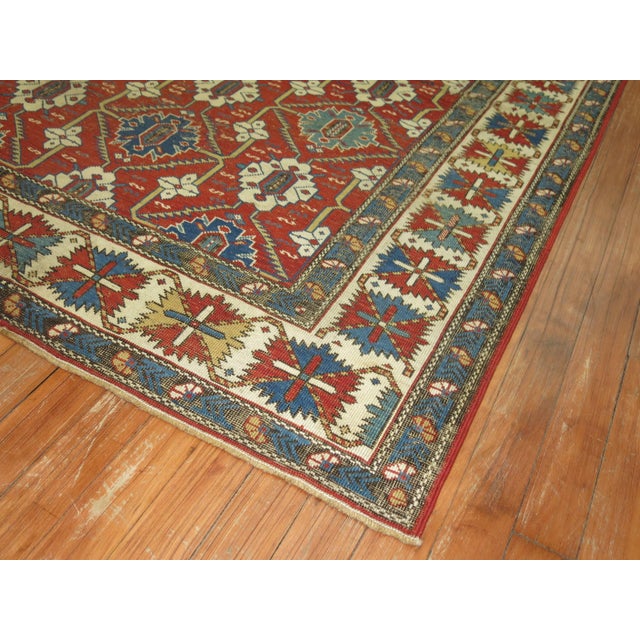 Late 19th Century Red Field Geometric Antique Caucasian Tribal Shirvan Rug - 4' x 7'9" For Sale - Image 4 of 18