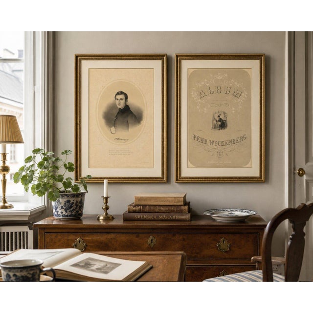 Mid 19th Century Pehr Wickenberg, Swedish Romantic Painter Portrait, 1850, Lithograph For Sale - Image 5 of 10
