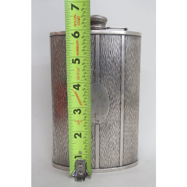 Evans Early 1900s Monogrammed Whiskey Hip Flask Evans Nickel Silver 4714b For Sale - Image 9 of 15