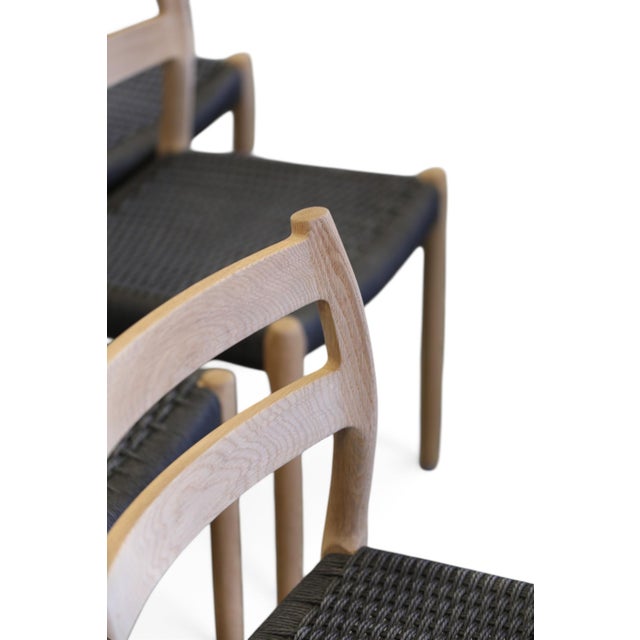 Model 84 Chairs in Oak with Black Cardboard Cord Wicker Seats by Niels Otto (N. O.) Møller for J. L. Møllers, 1960s, Set of 6 For Sale - Image 18 of 18