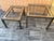 A Pair of Hollywood Regency Gold Brass and Wicker Side Tables in the Milo Baughman Style. C. 1970s For Sale In Miami - Image 6 of 18