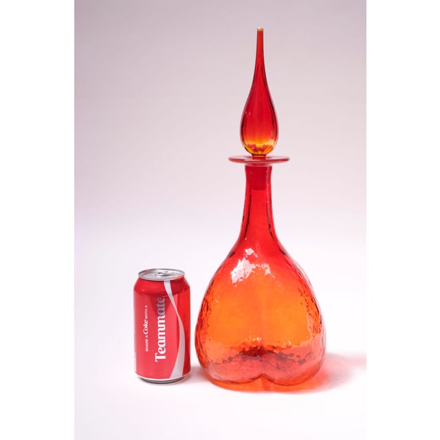 Mid Century Blown Glass Orange CrackleGlass Decanter by Blenko Chairish