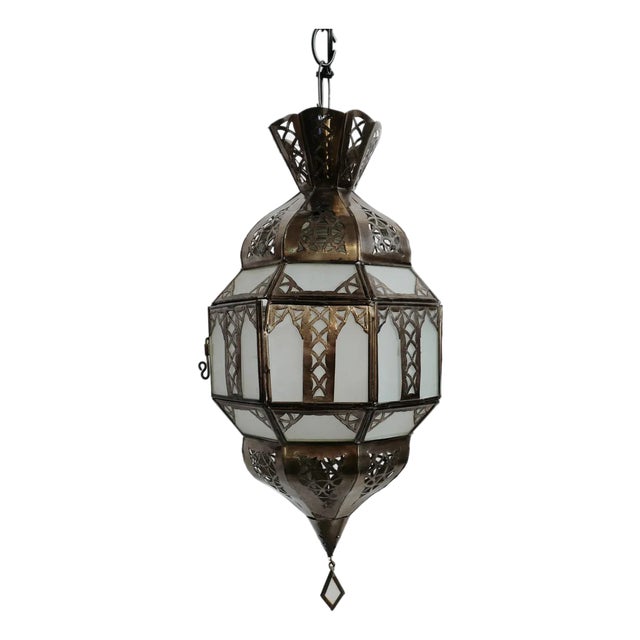 Vintage Moroccan Vintage Frosted Window Pendant Light For Sale
