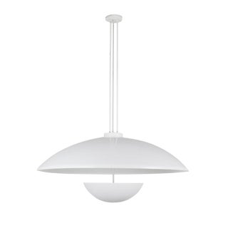 XL Mid-Century Modern White Mushroom Cafeteria Light For Sale
