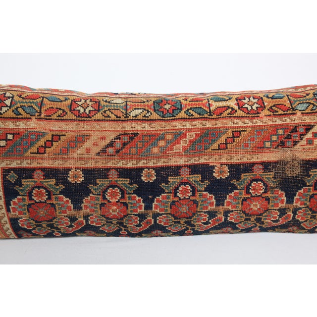 Textile Handmade Authentic Navy-Blue Lumbar Rug Pillow Cushion Cover -16'' X 43'' For Sale - Image 7 of 13