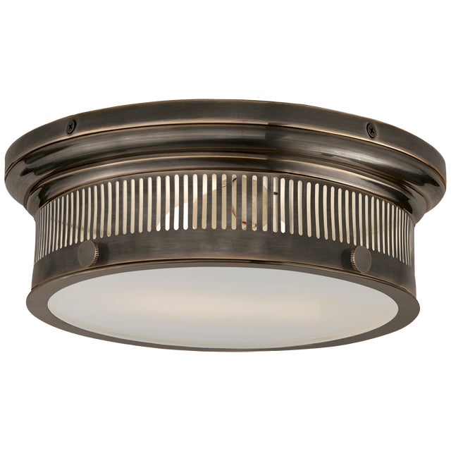 Alderly Small Flush Mount in Bronze with White Glass Designer: Chapman & Myers Mounting: Flush Shade Detail: White Glass...
