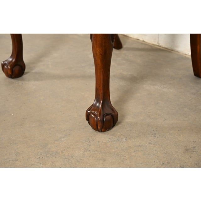 Drexel Heritage Hollywood Regency Chinoiserie Sculpted Mahogany Side Chairs or Dining Chairs, Pair For Sale - Image 11 of 15