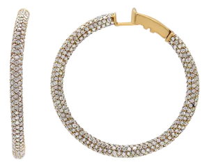18K Rose Gold 6.90 Cttw Pave Set Diamond Inside Out Eternity Hoop Earrings (F-G Color, VS1-VS2 Clarity)