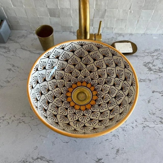 2020s Moroccan Ceramic Sink for Bathroom Handmade For Sale - Image 5 of 6