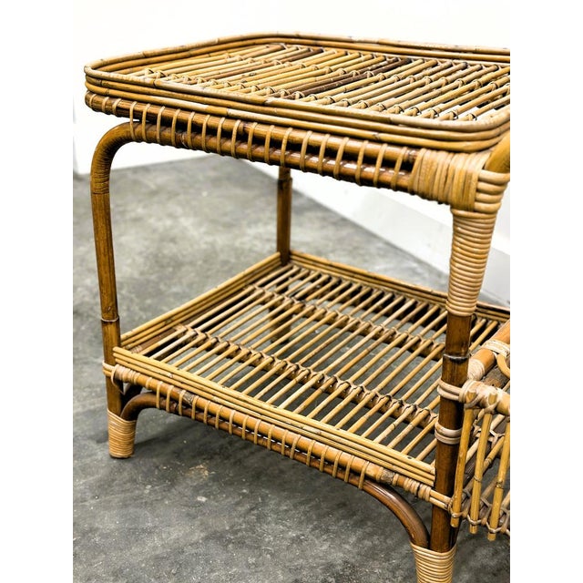 Vintage Italian Rattan Bar Cart with Bottle Holder, 1970s For Sale - Image 12 of 13
