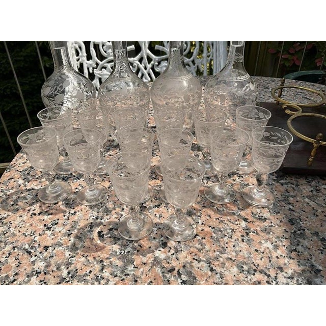 Metal Napoleon III Boulle Liquor Cabinet by Cristallerie Du Pantin, Set of 20 For Sale - Image 7 of 18