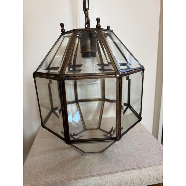 Antique Vienna Secession Pendant Lantern with Beveled Glass attributed to Adolf Loos, Vienna, 1900s For Sale - Image 6 of 9