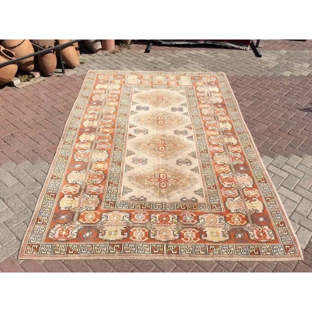 Vintage Hand Knotted Turkish Area Rug - 76" X 119" For Sale - Image 10 of 10