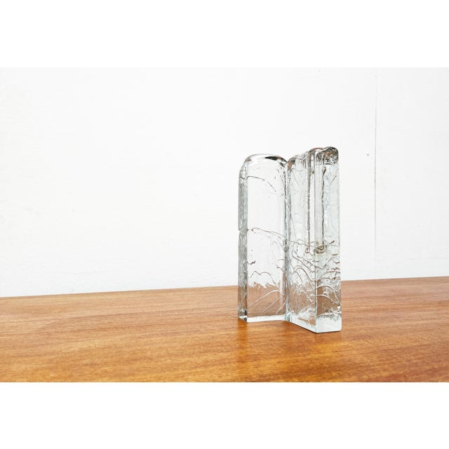 Mid-Century Scandianvian Heavy Bubble Glass Block Vase, 1960s For Sale - Image 10 of 18