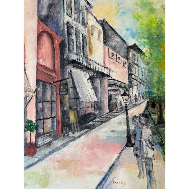 1970s 1980’s “Parisian Street Scene” Oil on Canvas Painting by Beverly For Sale - Image 5 of 12
