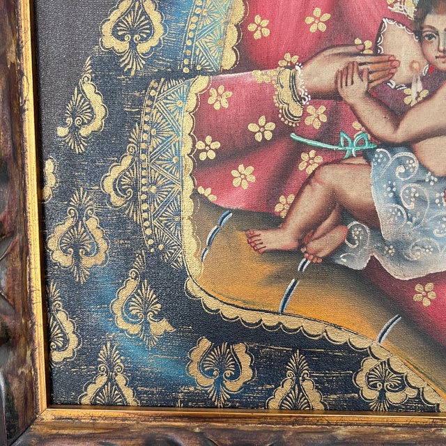 Mid 20th Century Cuzco School Painting of the Nursing Madonna For Sale In San Antonio - Image 6 of 8