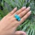 Victorian 18k Solid Gold Oval 15.78ct Turquoise Three Stone Victorian Ring Size 4 For Sale - Image 3 of 17