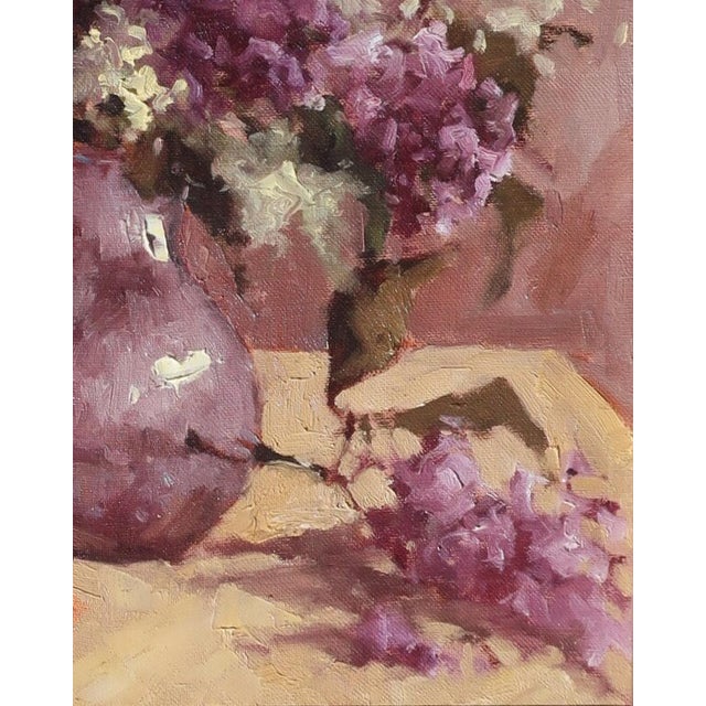 Lilac Still Life Oil Painting, Original Soviet Art, Ukrainian Artist 50-40 For Sale - Image 6 of 6