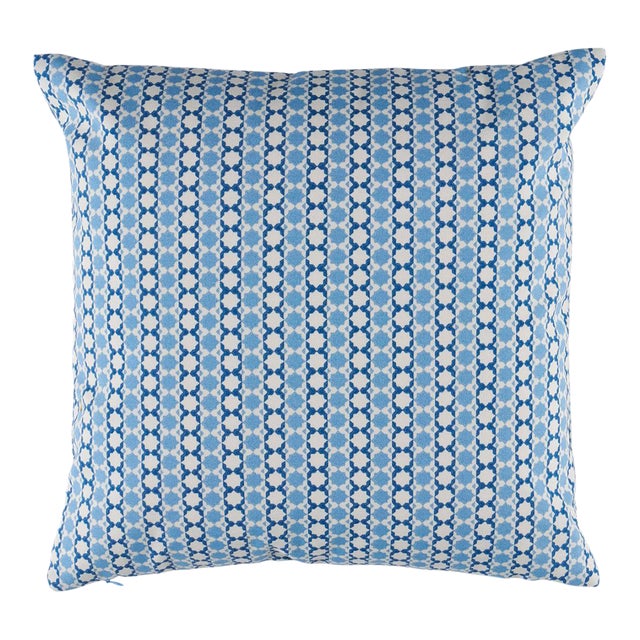 Schumacher Posy I/O 16" Pillow In Indigo For Sale