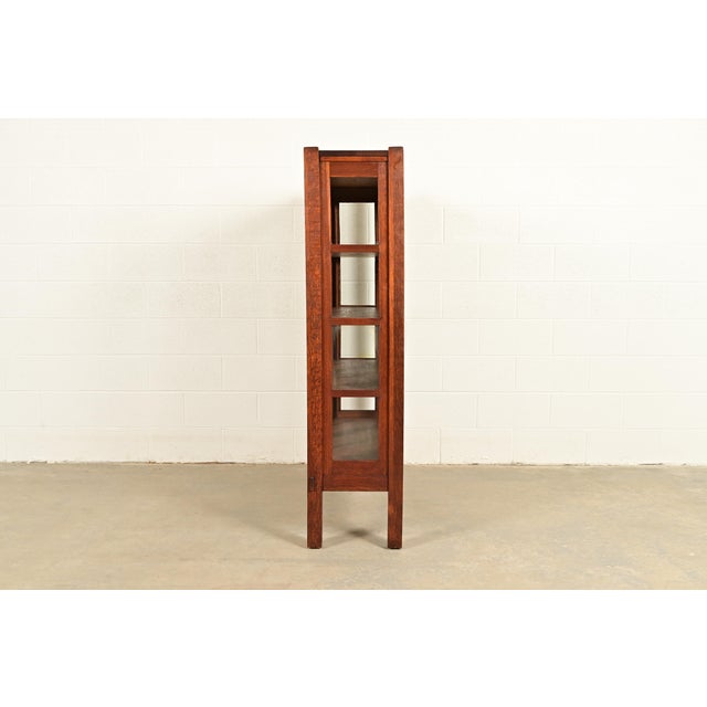 Charles Stickley Antique Mission Oak Arts & Crafts Bookcase Cabinet, Circa 1910 For Sale - Image 11 of 14