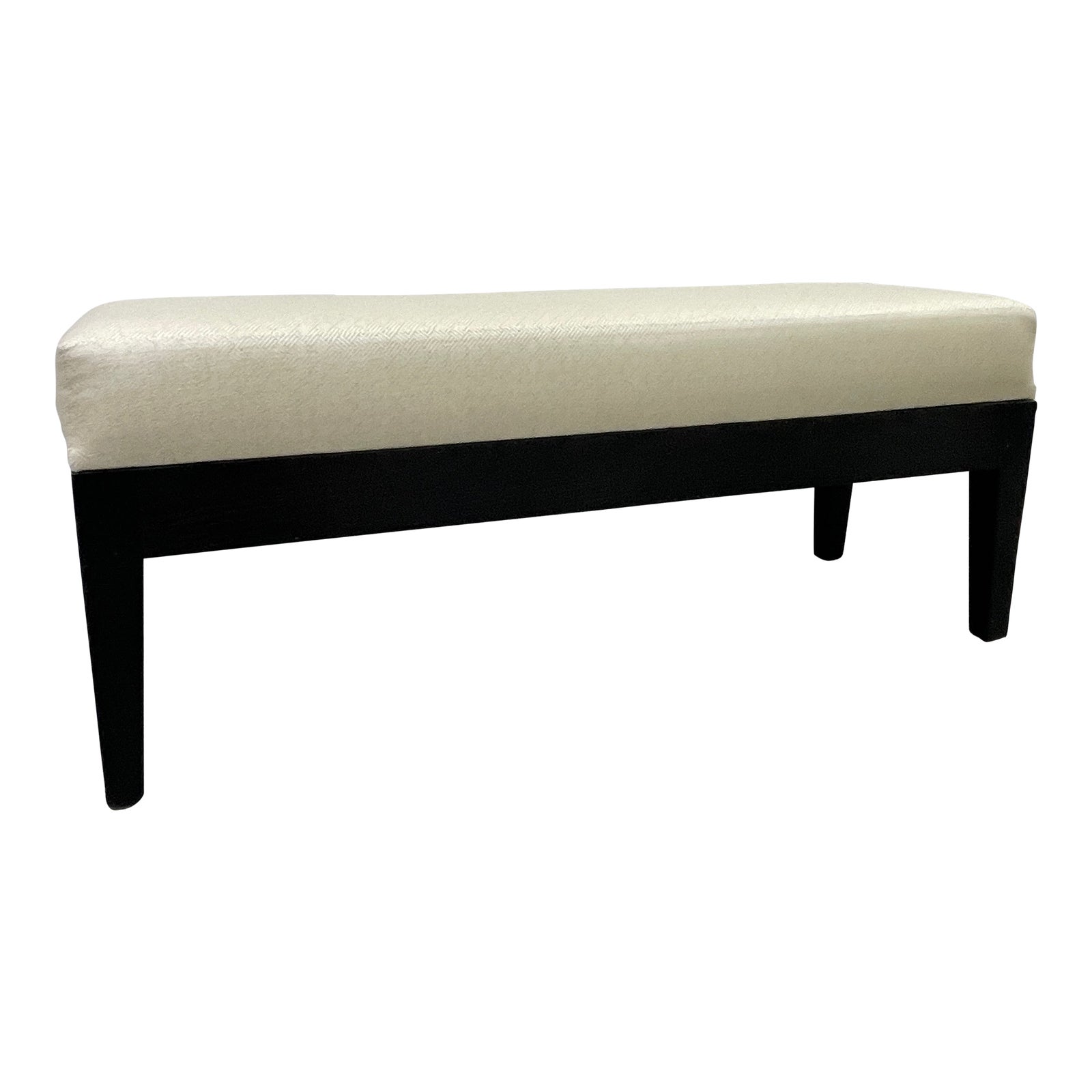 Raffia Wood Framed Bench | Chairish