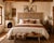Indian King Size Headboard Constructed From an Antique Ceiling Panel and Pillars, the ceiling panel 19th century from...