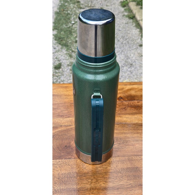 Vintage Stanley Classic Green Thermos Bottle With Original Handle, Since 1913 For Sale - Image 6 of 18