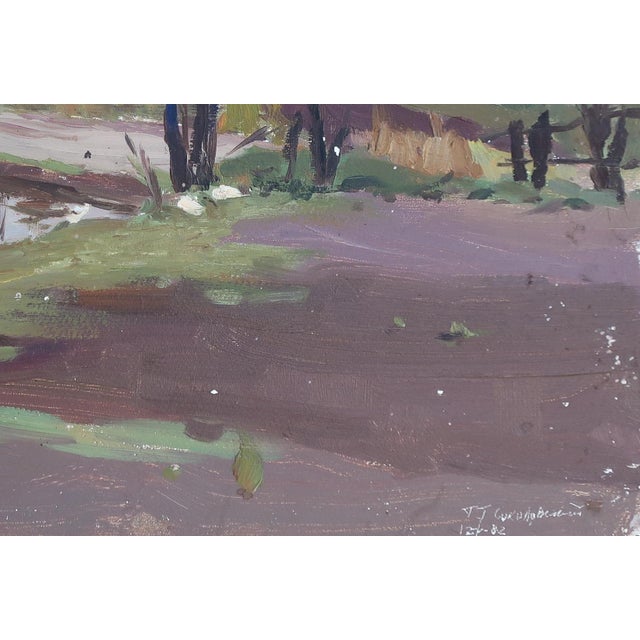 Antique Impressionism Oil Painting, Ukrainian Rural Landscape Art, 1982 34-50 For Sale - Image 6 of 6