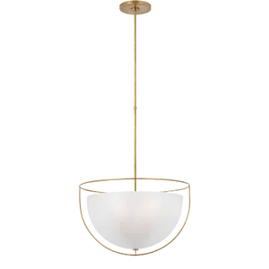 Paloma Contreras for Visual Comfort Signature Collection Odeon Large Pendant in Hand-Rubbed Antique Brass with Frosted Glass