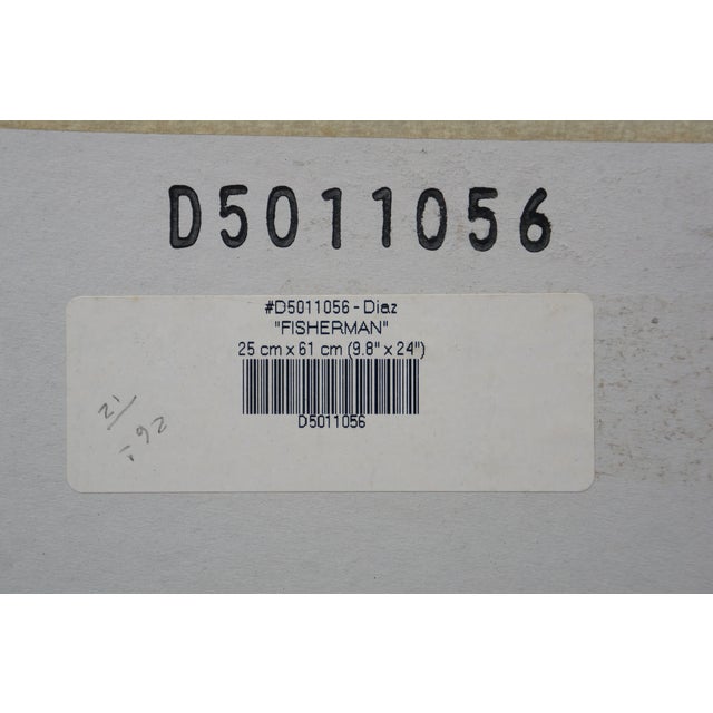 Ventura Diaz ''Fisherman' Oil Painting Impressionist Seascape Beach Canvas 35" For Sale - Image 13 of 13