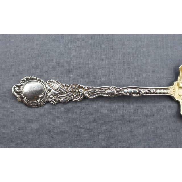 Marie Antoinette sterling & gilt preserves serving spoon by Gorham, 1890. Gilt bowl. Designed by the legendary French-...
