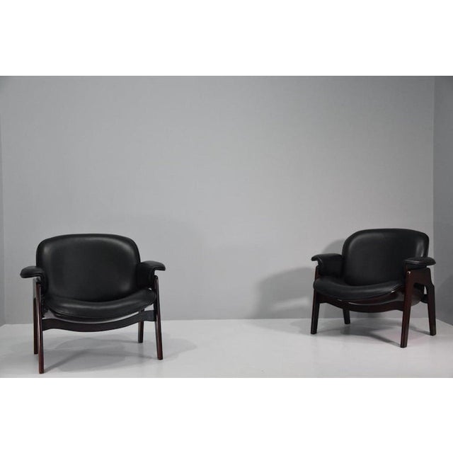 Vintage Chairs in Wood and Leather by Ico Parisi for Mim Roma, 1960s, Set of 2 For Sale - Image 16 of 18