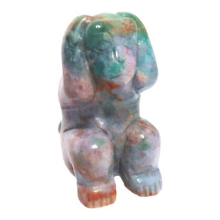 Late 20th Century Miniature Well-Carved Hand-Carved Naturally Occurring Multi-Colored Jasper "Hear No Evil" Monkey or Gorilla. For Sale