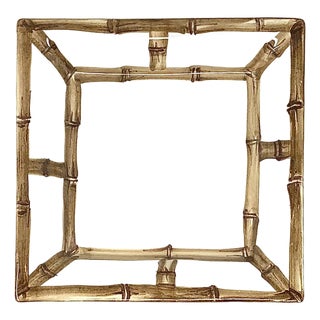 Fret Rim Tray — Italian Hand-Painted Ceramic, Bamboo Motif, Natural For Sale