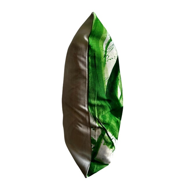 Contemporary Tropical Kelly Green Painting Pillow Cover For Sale In Miami - Image 6 of 8