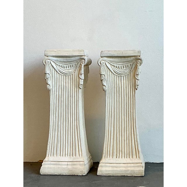 Late 20th Century Vintage Swag Plaster Pedestals - A Pair For Sale - Image 5 of 12