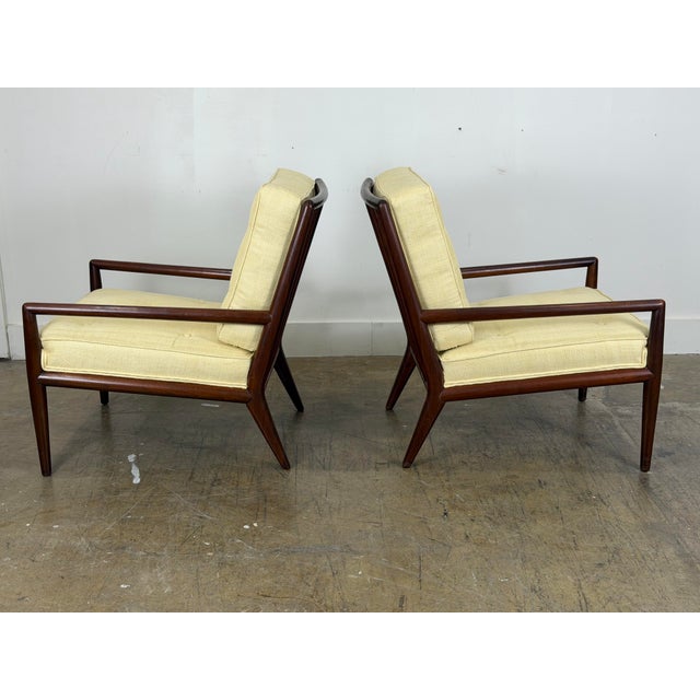 1950s Pair WWZ Chairs by t.h. Robsjohn-Gibbings for Widdicomb - Mid-Century Walnut Lounge Chairs For Sale - Image 9 of 12