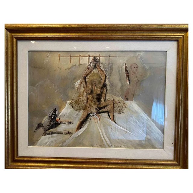 Sergio Vacchi, The Venus Veil, Oil on Canvas, 1976 For Sale